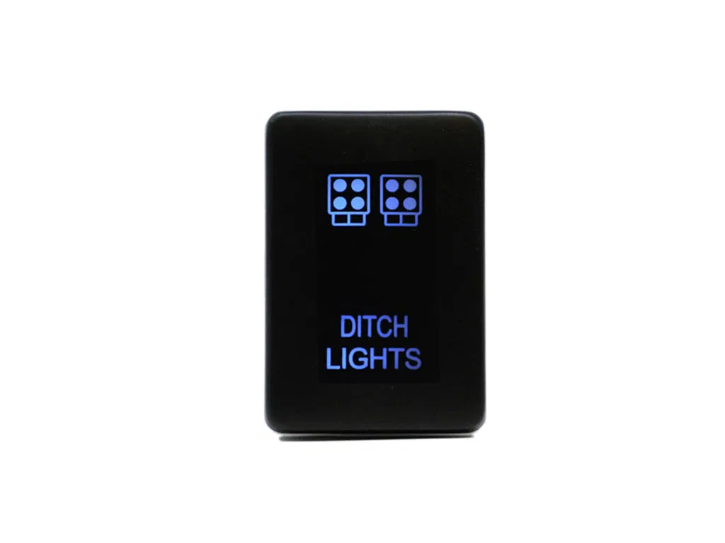CR2384 – CALI RAISED Multi Purpose Switch, On-Off 12 Volt For LED Ditch Lights Rocker Rectangular Blue Illumination B...